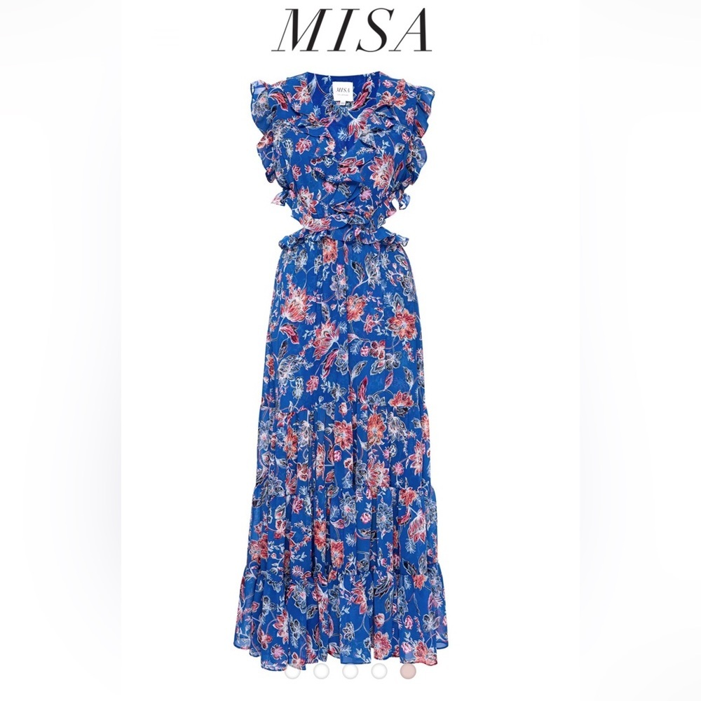 Misa LOS ANGELES NWT Natasha floral ruffle cut out midi dress size medium NWT !